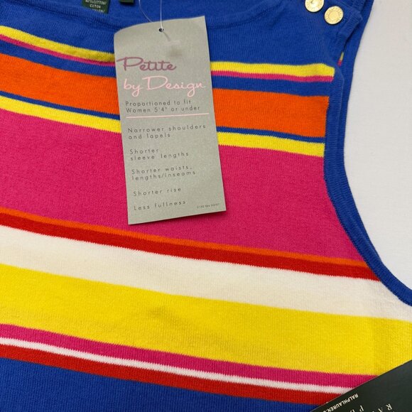 NWT Lauren Ralph Lauren Women's Striped Multicolor Tank Top SZ Petite Medium - Picture 3 of 6